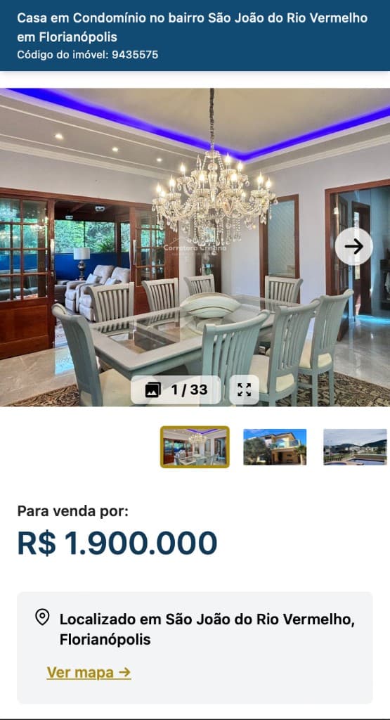 Página de detalhe do imóvel no site público