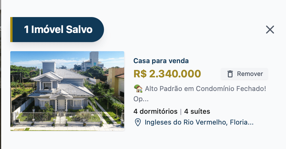 Widget de imóvel salvo no site público